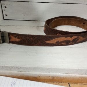 Dockers Brown Tan Leather Embossed Belt Men's 42"-48".